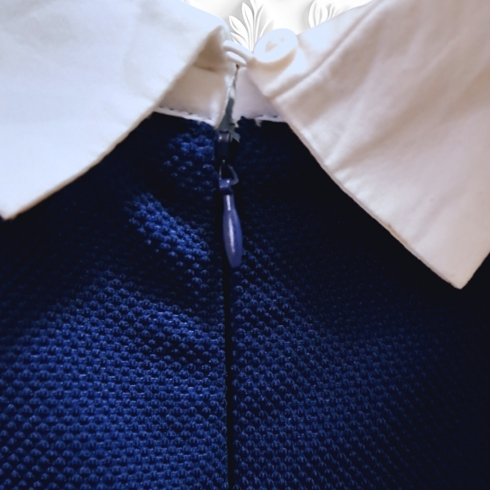 Zara Navy Blue Mini Dress with white Collar Size Small - Picture 3 of 5